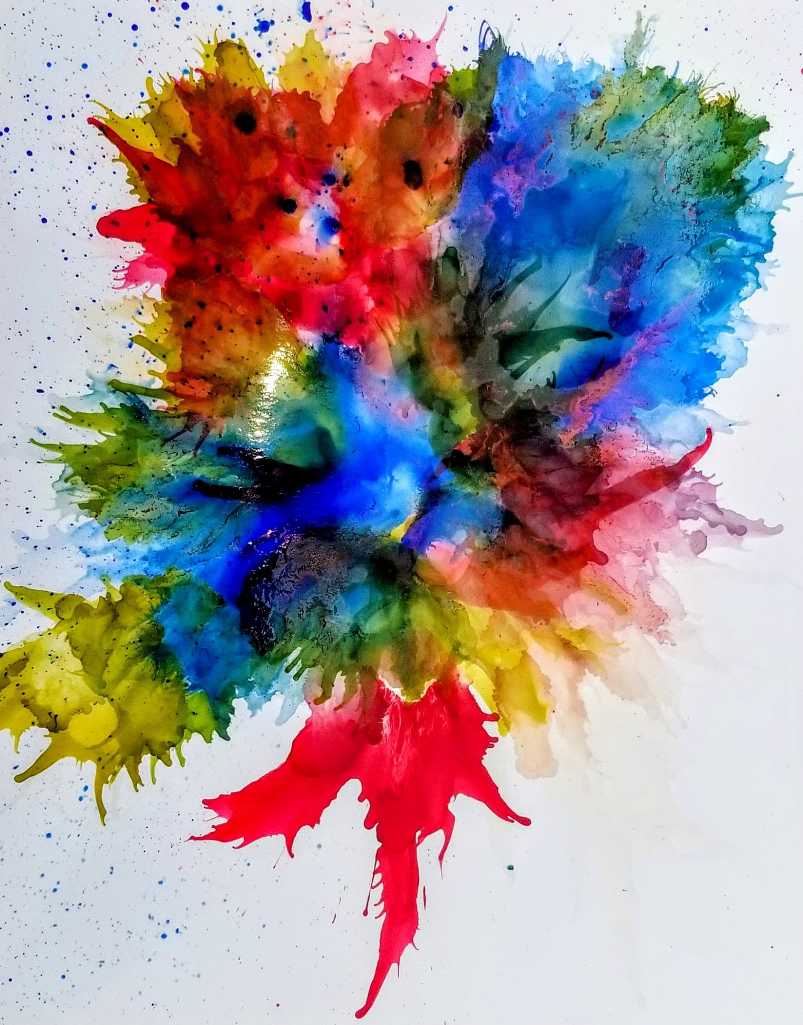 Indigo and rose ink art