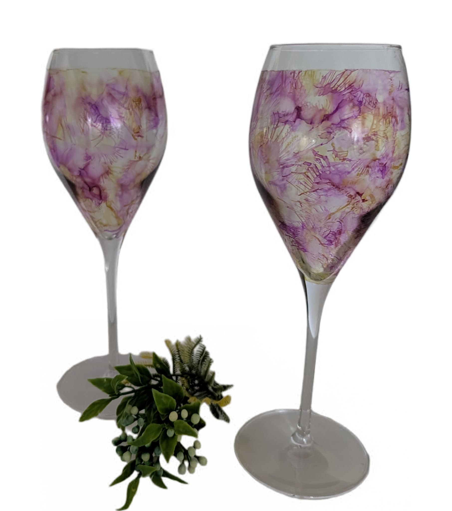 Ink Art Wine Glass Pair