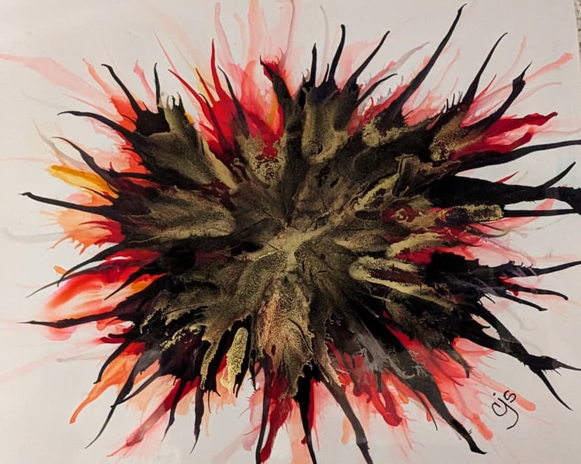 Red and black ink art