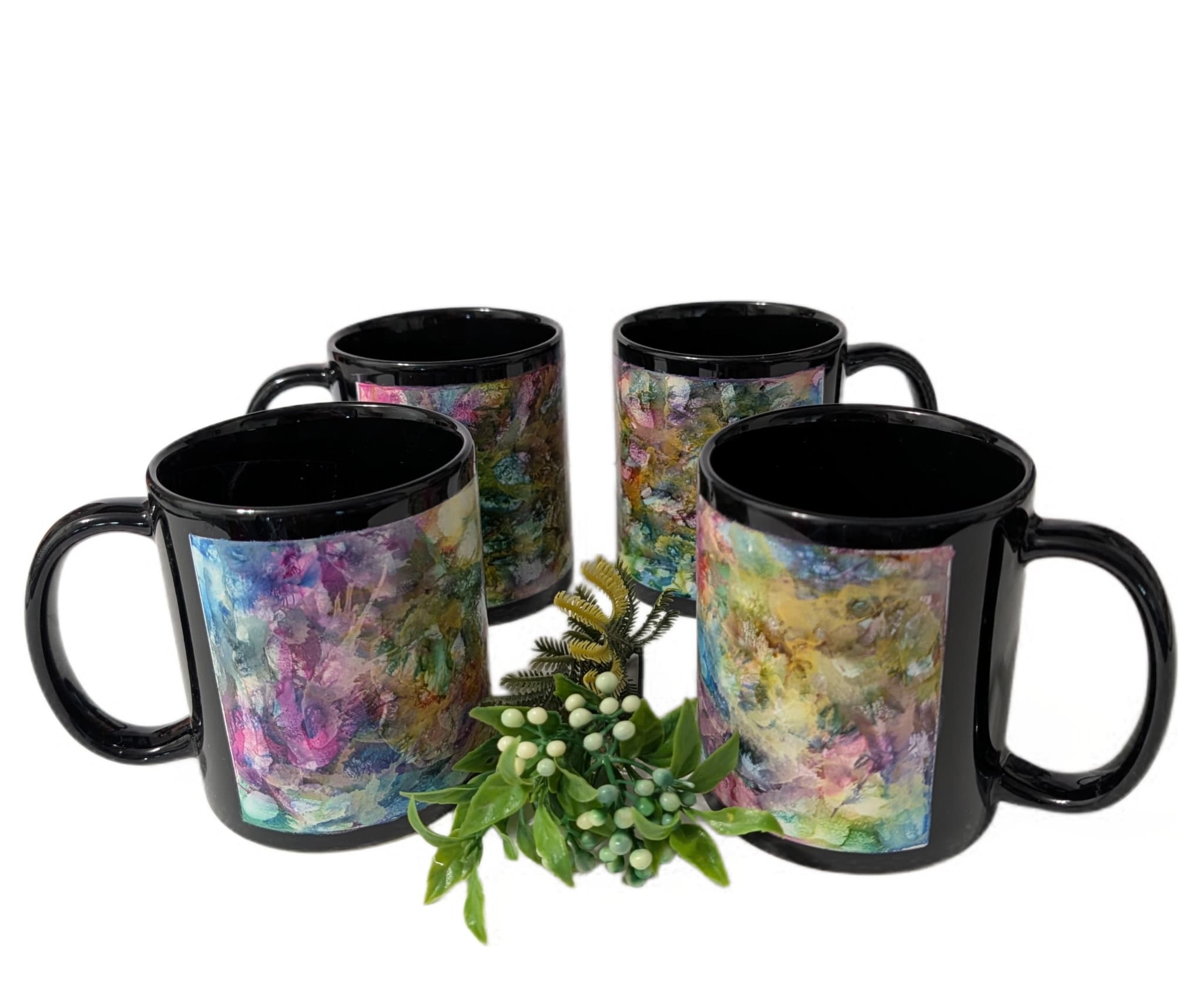 Hand-Painted Coffee Set (4 mugs)
